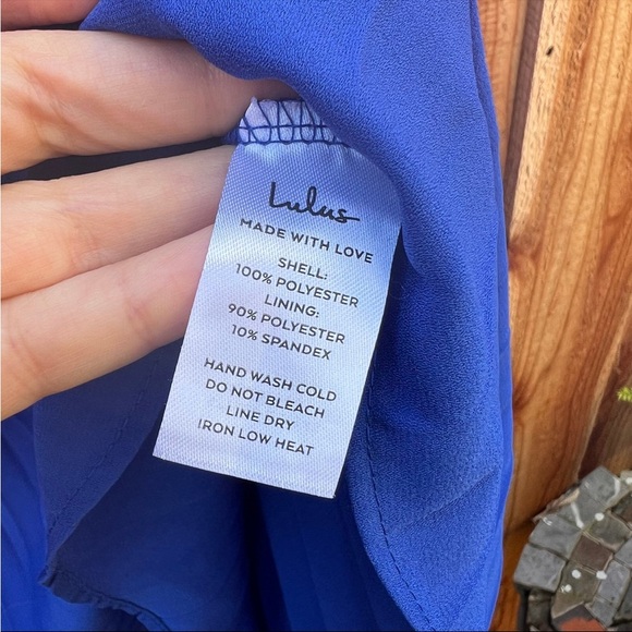 Cobalt Blue Bustier Pleated Tiered Chiffon Midi Dress 🌿 - Picture 8 of 9